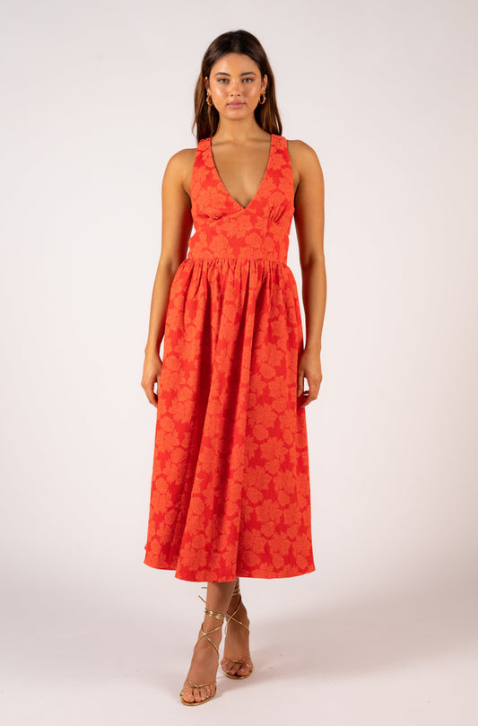 Leighton Midi Dress - Bright Orange