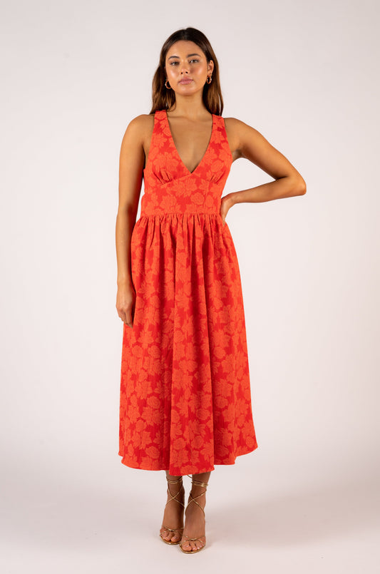 Leighton Midi Dress - Bright Orange