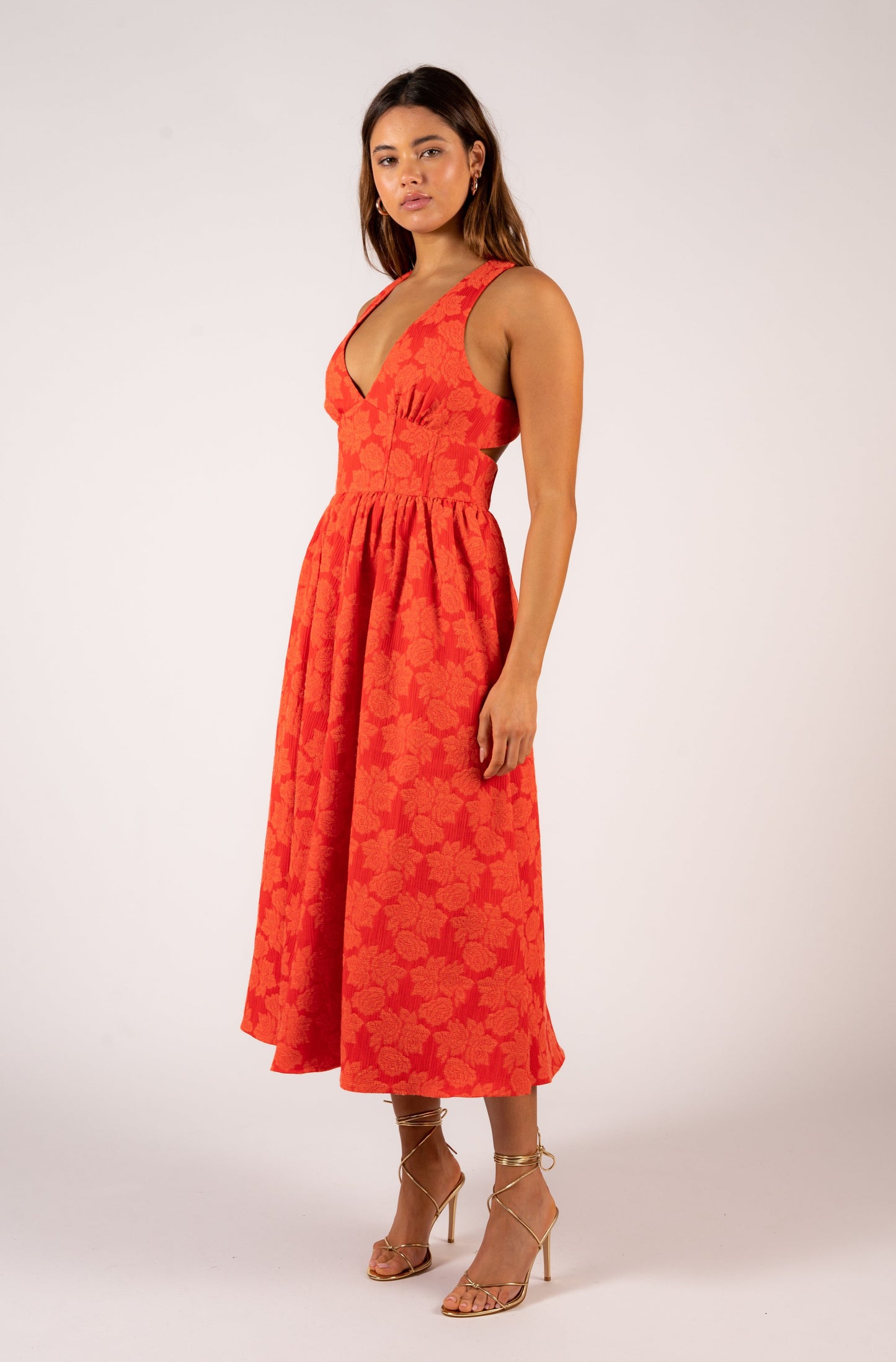Leighton Midi Dress - Bright Orange