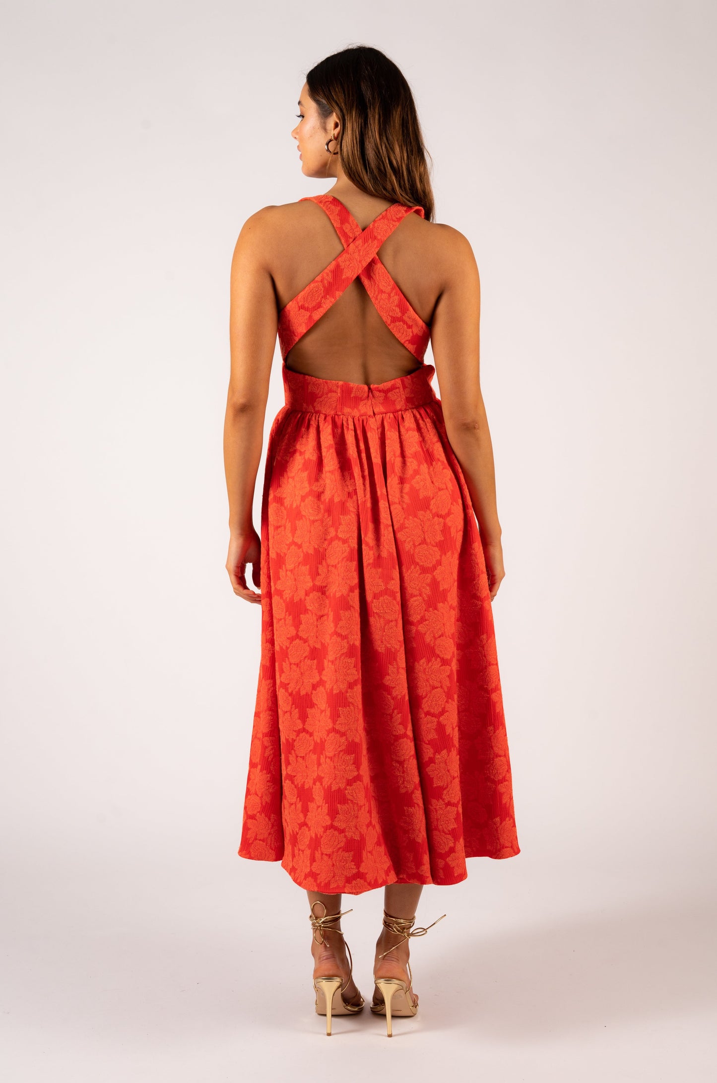 Leighton Midi Dress - Bright Orange
