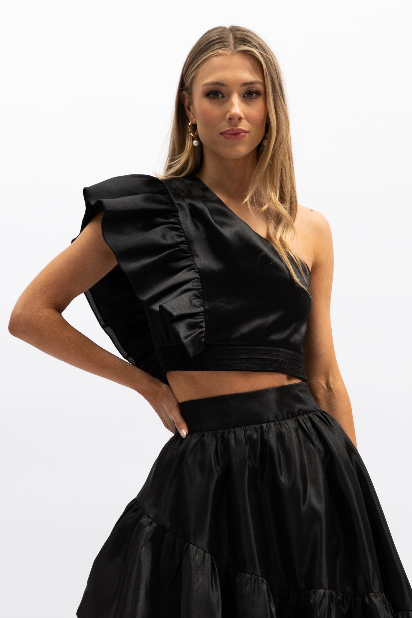 Bess One-Shoulder Top - Black